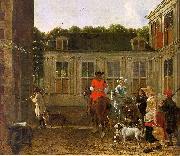 Ludolf de Jongh Hunting Party in the Courtyard of a Country House oil painting artist